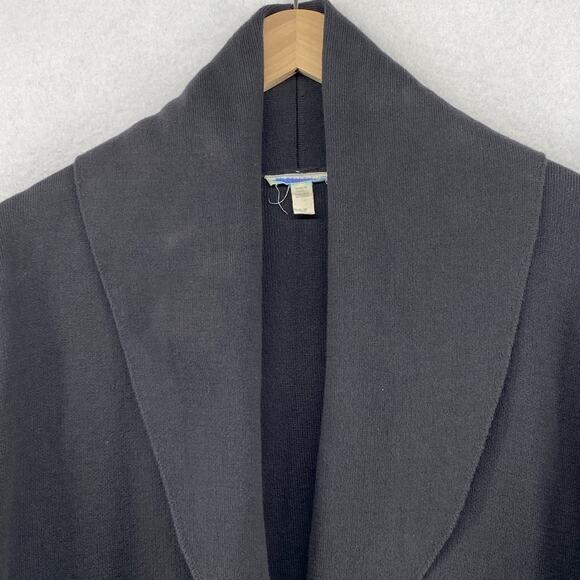 EILEEN FISHER Sweater S Cozy Organic Cotton Cardigan Shawl Open Front Gray - Picture 6 of 12